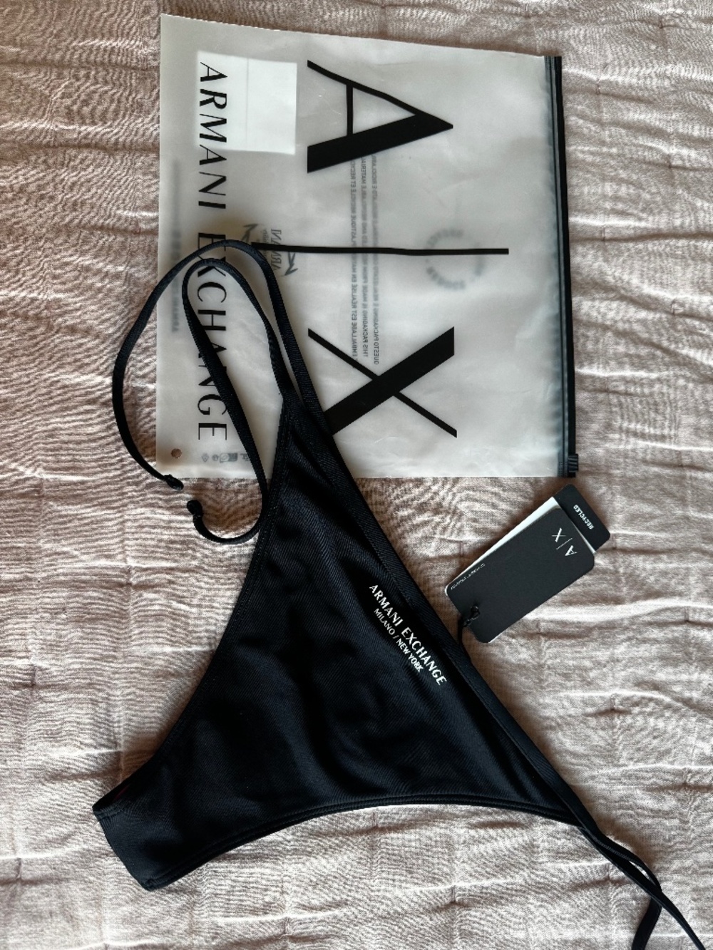 AX ARMANI EXCHANGE NEW WITH TAGS STRING BIKINI BOTTOM BRAZILIAN L